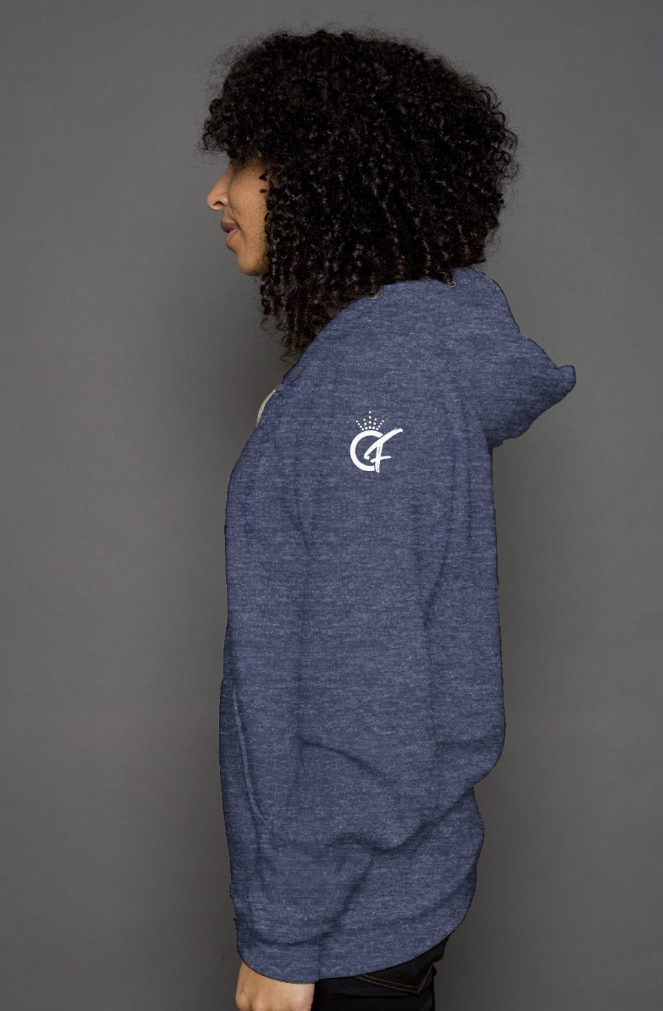 Crowned Fit Unisex Zip Hoodie White Logo